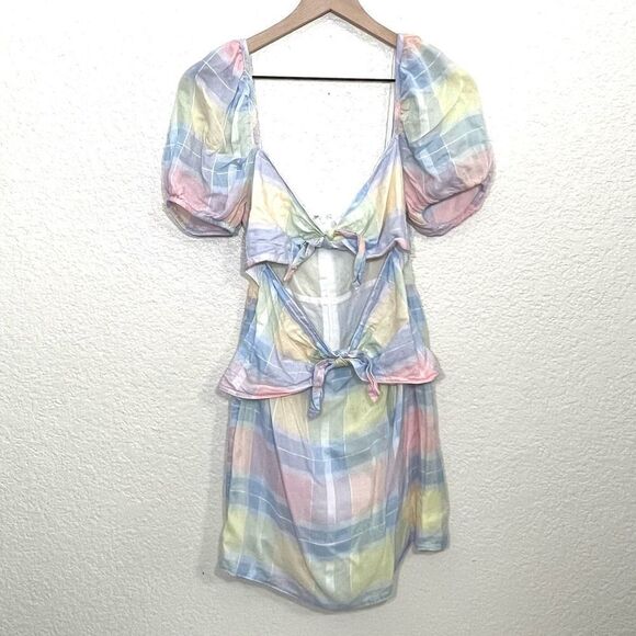 Lovers + Friends Corbin Mini Dress Open Stomach Bow Pastel Barbiecore Size S - Picture 2 of 15